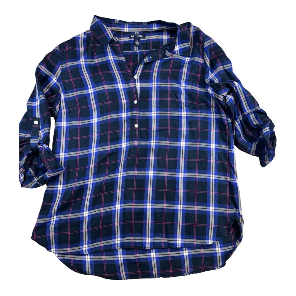NEW 100% Cotton Women’s GAP Boyfriend Plaid Button Pullover Shirt Sz Large